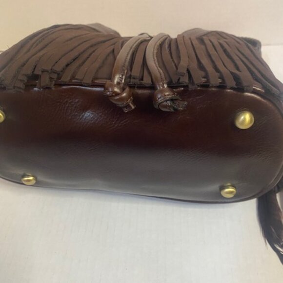 Patricia Nash Elisa Brown Leather Bucket Bag w/fringes (NEW) - Picture 5 of 8